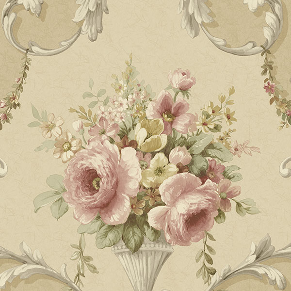 Patton Wallcoverings IM36424 Silk Impressions 2 In-register Ornamental Floral Wallpaper